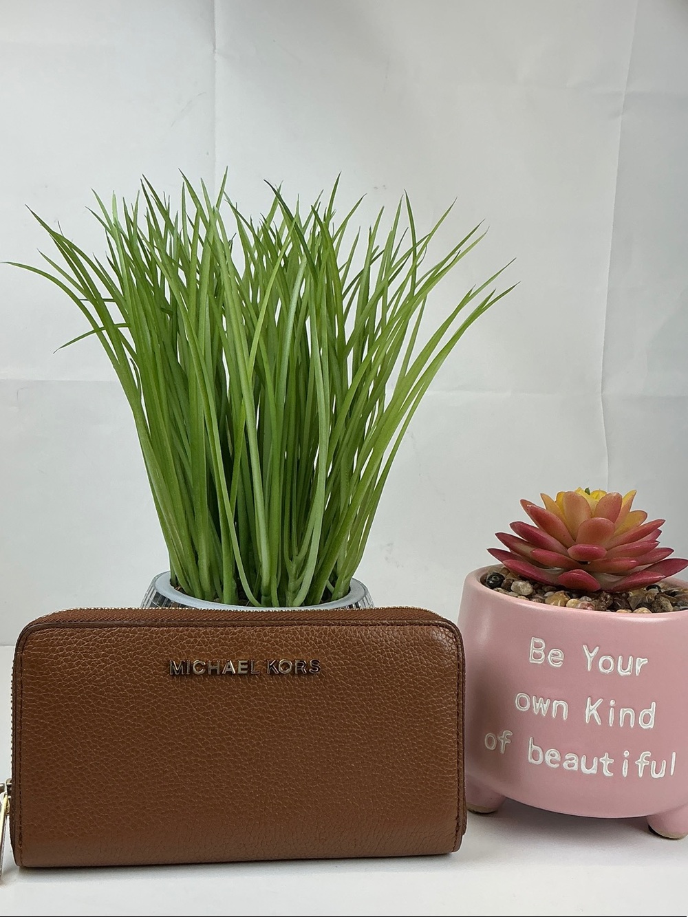 Michael Kors Tan Pebbled Leather Zip-Around Wallet